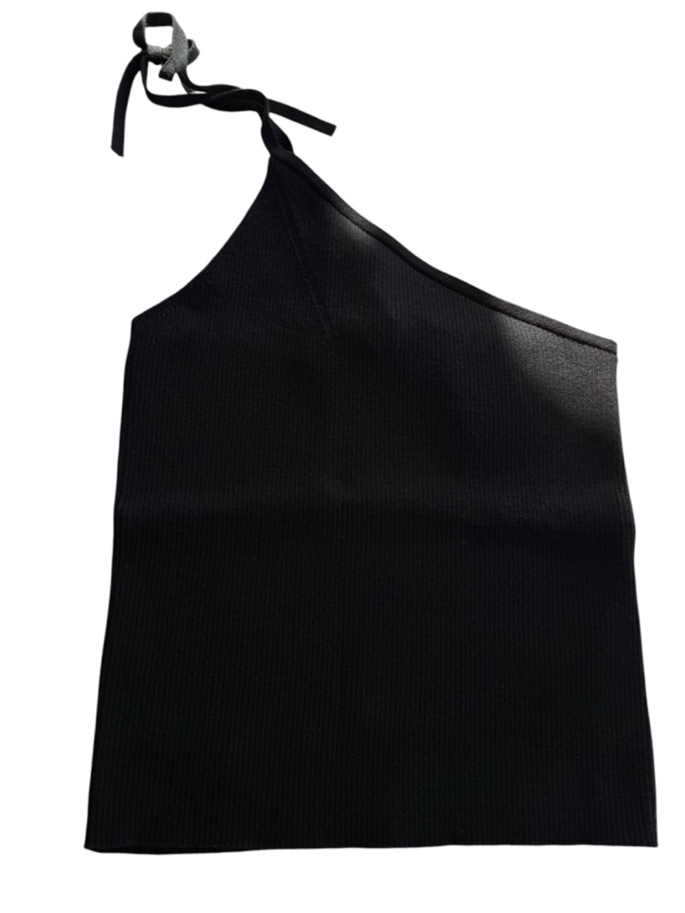 NWT ba&sh South Knit One Shoulder Top Sz Medium Black Ribbed